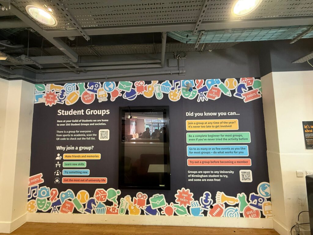 Wall graphics in Birmingham for the University of Birmingham, 2025