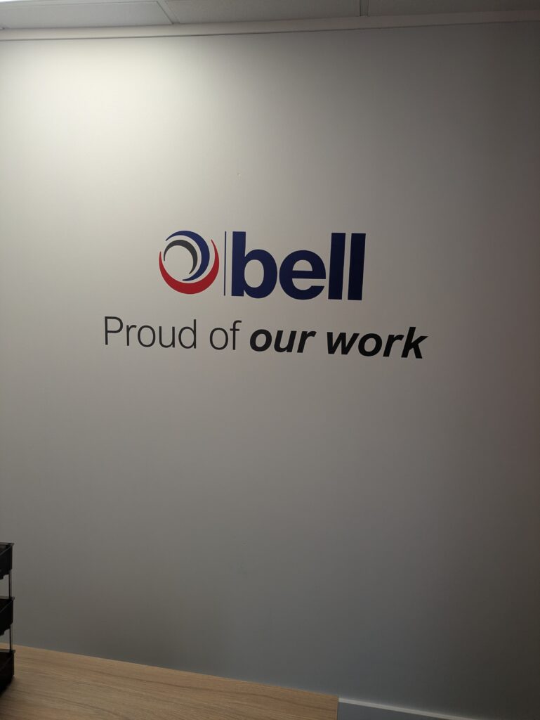 Wall graphics in Norwich for Bell UK, 2026