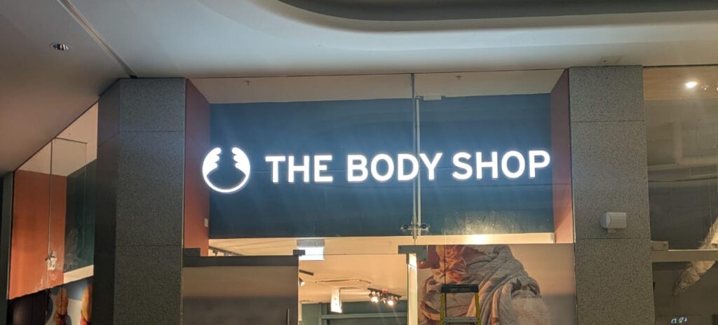 Signage in Eastbourne for The Body Shop, 2026